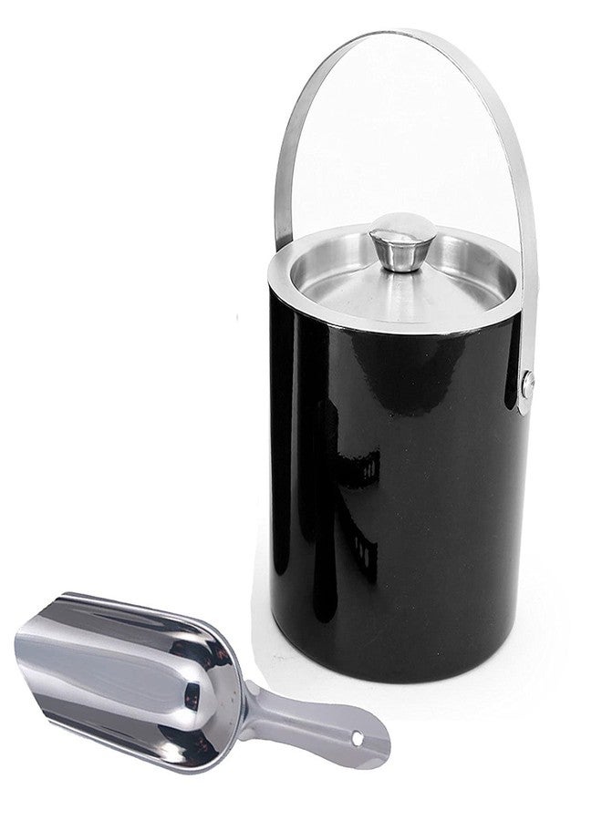 FINALITY Black Ice Bucket with Lid, Double Walled Stainless Steel Insulated with Ice Tong 1.5L, Ice Cold for 6 h with Handle, bar Tools for Home bar Accessories, Mini bar - Image 1